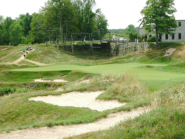 18th hole digital picture of the second shot at the Whistling Straits