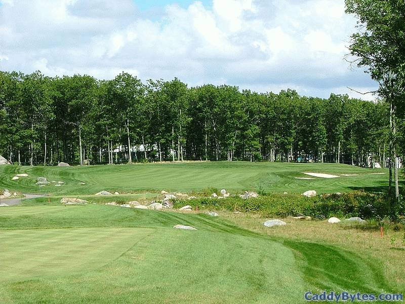 TPC Boston 18th hole tee-shot view