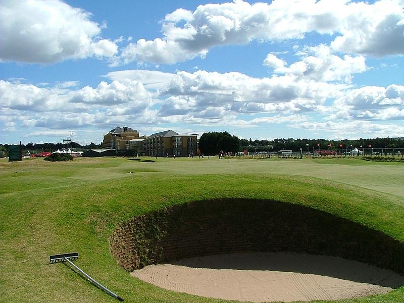 Old Course at St Andrews hole 16 first bunker on the left
