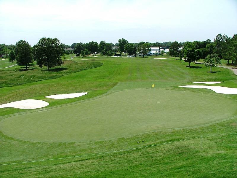 TPC Southwind hole 13 green view